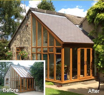 Tiled Conservatory Roof Replacement Derby - Before and After