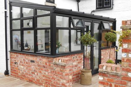 Black Aluminium Lean-to Conservatory, 