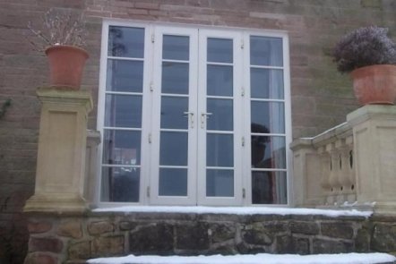 Cream Woodgrain French Doors, 