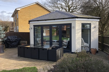 Large Free Standing Garden Room with Tiled Roof Large Free Standing Garden Room with Tiled Roof, designed and built by Abbey & Burton Glass in the Derby and Burton areas.