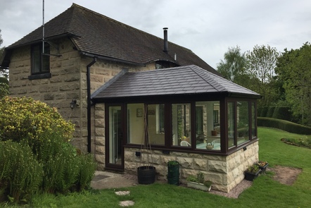Mahogany PVCu Garden Room Mahogany PVCu Garden Room, designed and built by Abbey & Burton Glass in the Derby and Burton areas.